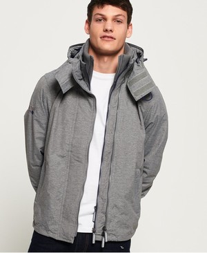 Superdry Hooded Technical Pop Cipzár SD-Windcheater Férfi Kabát Szürke/Sötétkék | BFXEC1690